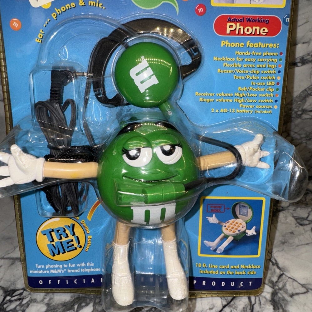 Vintage M&M Green Phone Working NEW